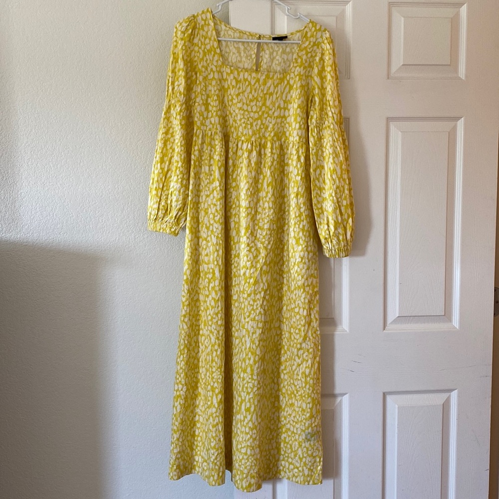 NWOT Who What Wear Women’s Bell Long Sleeve Dress-Yellow Leopard - Picture 2 of 4